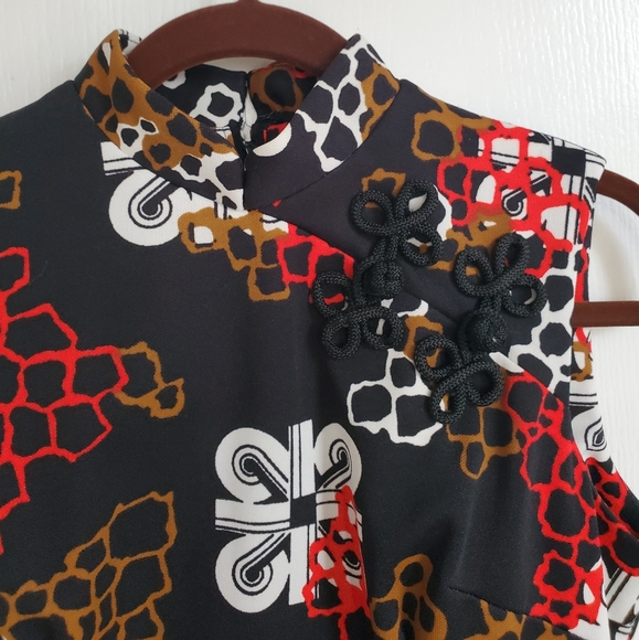 PARTY IN STYLE! FUNKY PRINT ASIAN STYLE 60s DRESS - Picture 7 of 8